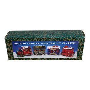 Vintage Caffco Poly Resin Christmas Hinge Train Set 4 Piece Santa Animals